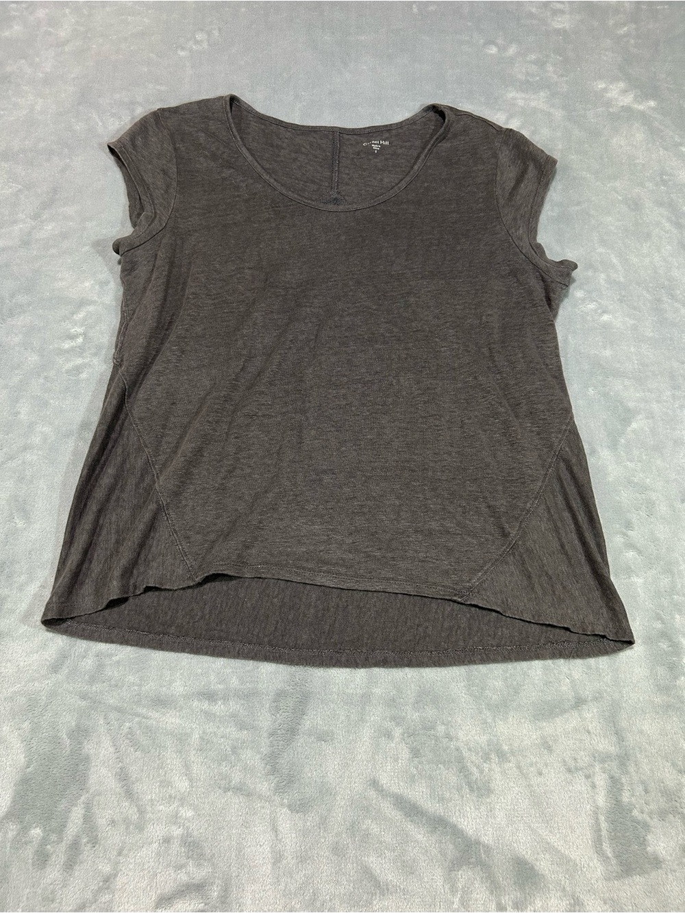 Garnet Hill Organic Linen Top Black Sz S Scoop Neck Cap Sleeves Swing Base